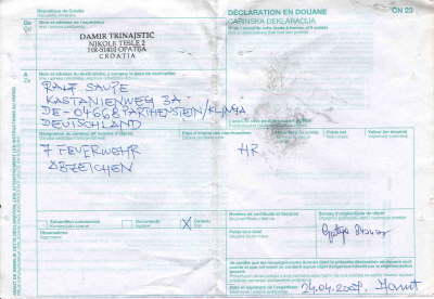 Dobrovoljno Vatrogasno Dru�tvo Opatija, Kroatien_Zollerkl�rung_1