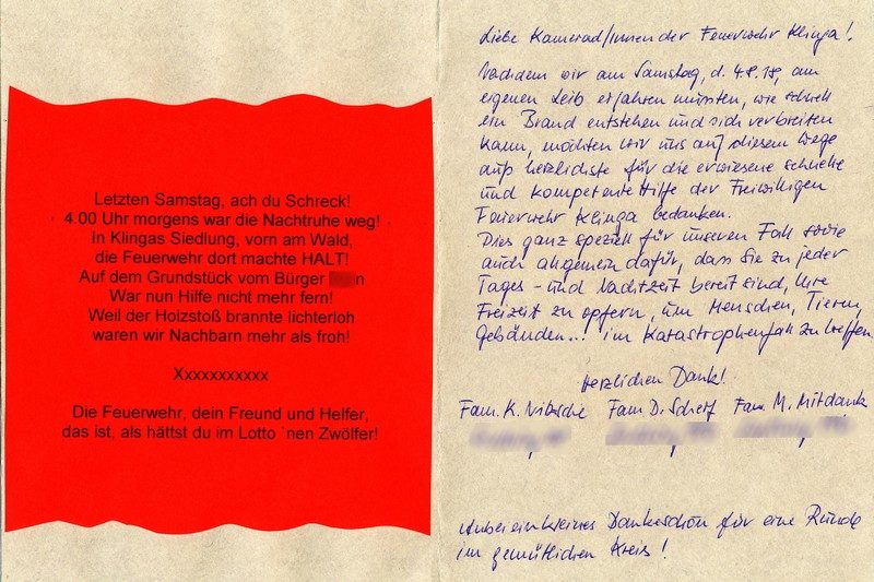 Dank und Wertschätzung